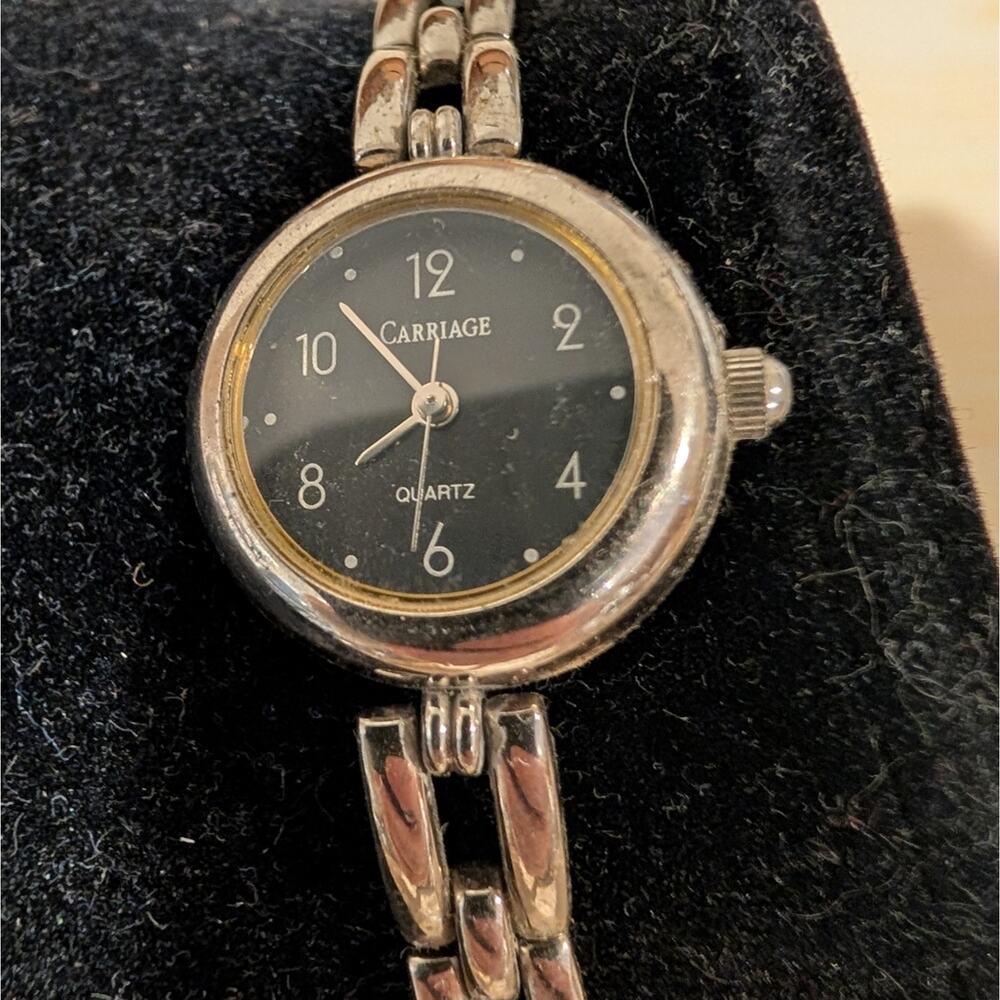 Timex Carriage Women’s Silver Tone Bracelet Watch | Black Dial | Quartz